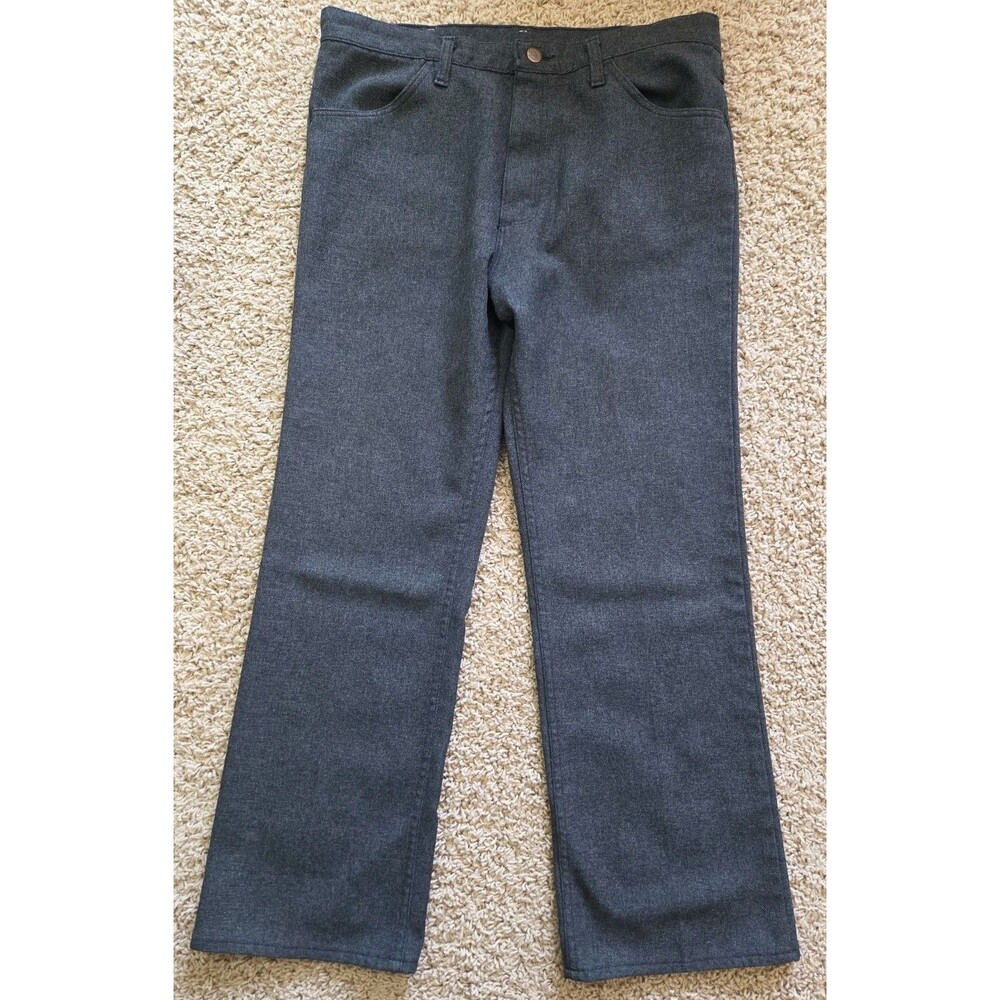 Vtg Wrangler Wrancher Dress Jeans Pants 34x29 Gray 82HK Poly - Boot Zipper - USA - Picture 2 of 11